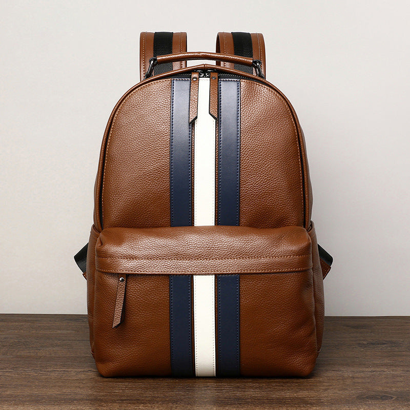 Business Casual Backpack Fashion Trend Large Capacity Men's Bag Light Commuter First Layer Cowhide Men's Backpack