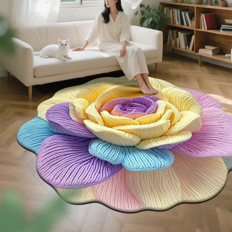 3d floral crystal velvet rug - absorbent mat for living room, bedroom, bedside, sofa, and coffee table