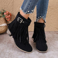 Export 34-43 size fall and winter tassel boots cross-border plus size women's boots round toe easiest for match rubber bottomnon-slip soft bottom shoes