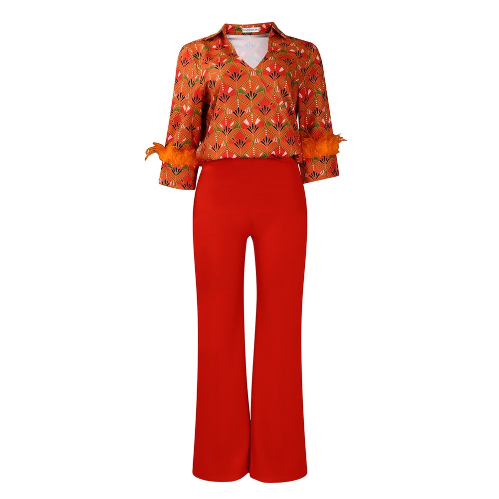 D541 european and american clothing independent station  printing long sleevesshirteleganteleganceloose pantsfashion african suit