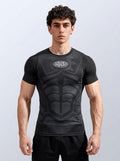 export custom seamless jacquard athletic short-sleeve men's quick-dry fitness training stretch slim-fit crew neck t-shirt for summer