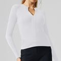 Long sleeves tight-fitting fitness clothes casual running zipper slimming look yoga clothes women's v-neck sports topsoutwear fitness clothes