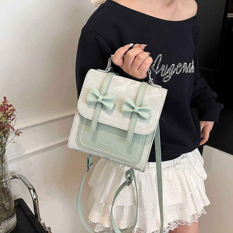 New backpack women's versatile casual portable Korean version student schoolbag small square bag premium sense lightweight travel backpack