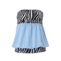 Amazon women's clothing  summer new fashion american hot girl off-the-shoulder bandeau zebra print color block tank top