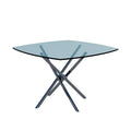 Customizable square tempered glass table for home use - modern minimalist design, ideal for small spaces, meetings, and creative dining
