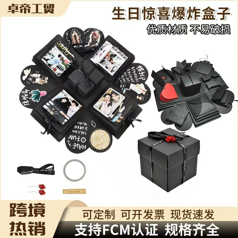 photo diy surprise explosion box - couple's pop-up book handmade diy photo album - finished product birthday gift