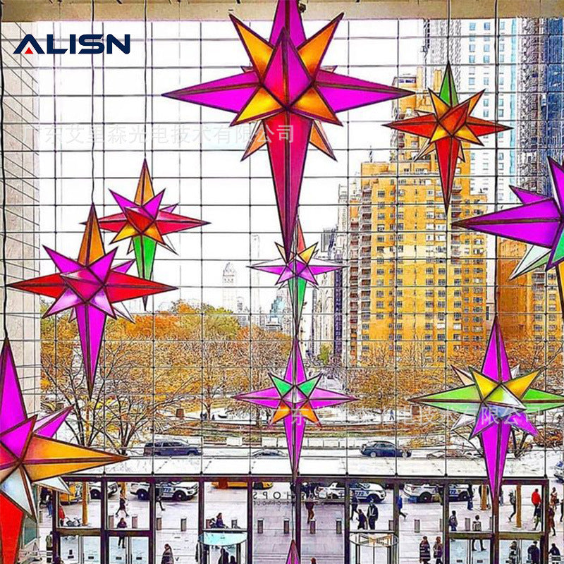 Large stainless steel installation outdoor landscape commercial beauty Chen lighting sculpture props installation art installation manufacturer