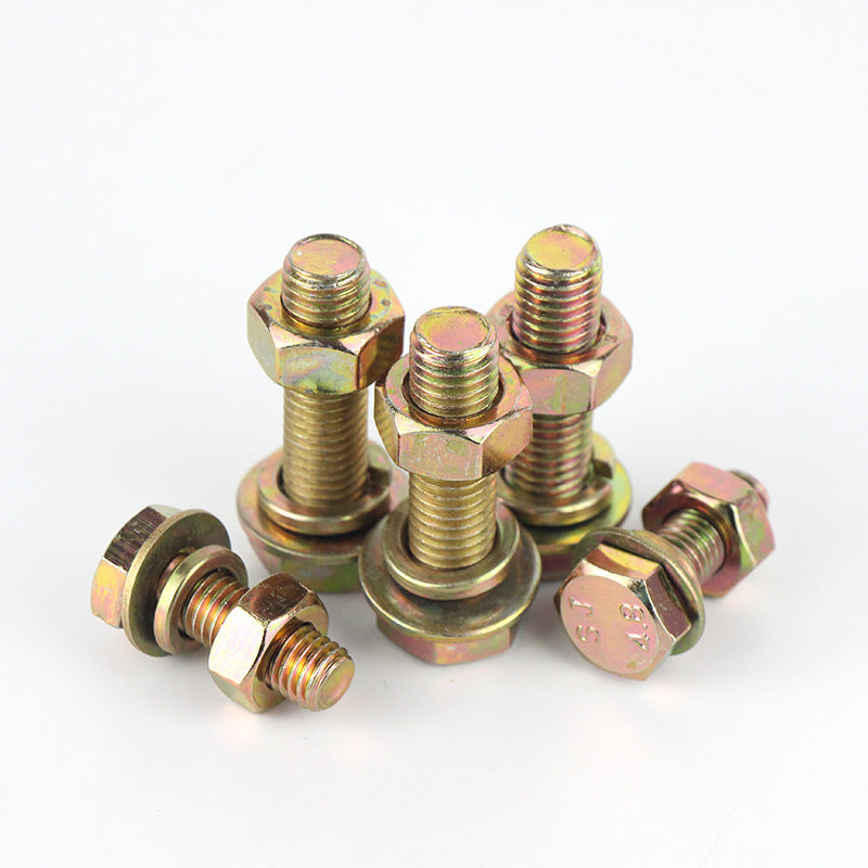 4.8 grade galvanized color zinc outer hexagon bolt screw spot high strength fastener screw full head bolt