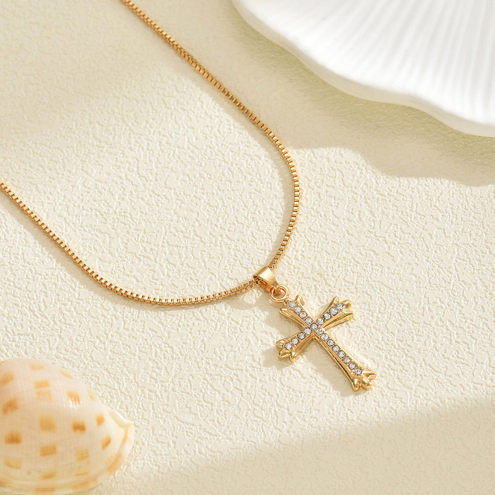 Cross necklace wholesale european and american cross-border jewelry women's stylish diamond-encrusted high-end pendant daily versatile clavicle chain