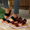 Wholesale women's plus size platform wedge heel sandals with open back and flyknit upper - summer  beachwear