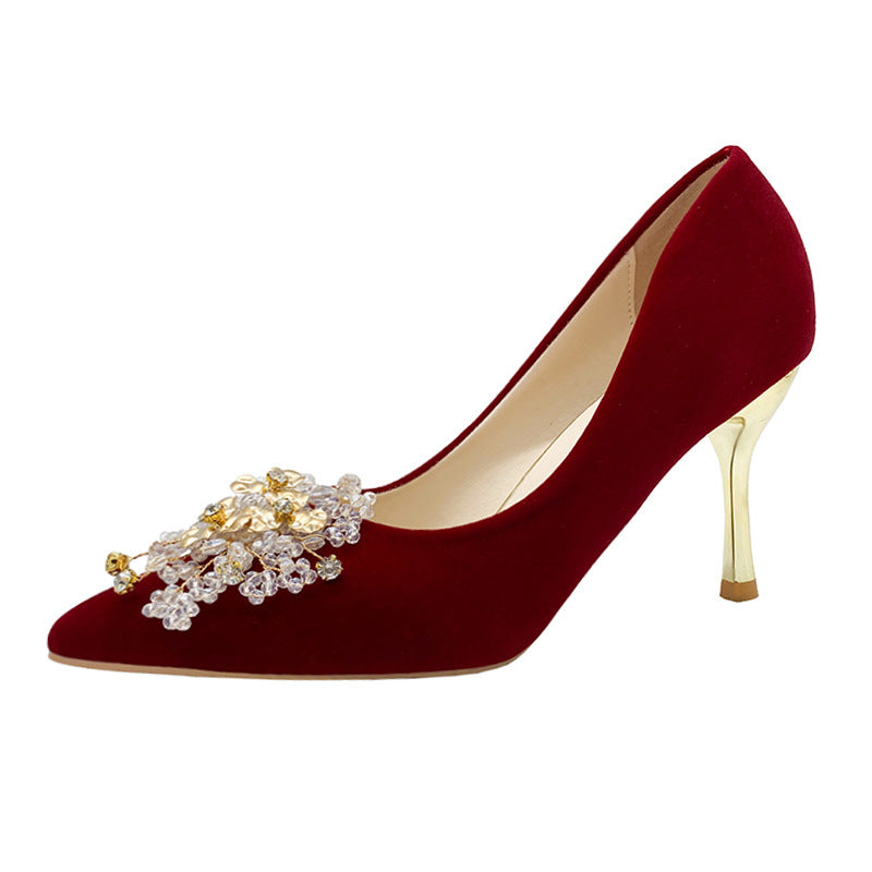 Wedding shoes bridal shoes red stilettos winter 2022 new arrival not tired feet chinese style xiuhe wedding shoes