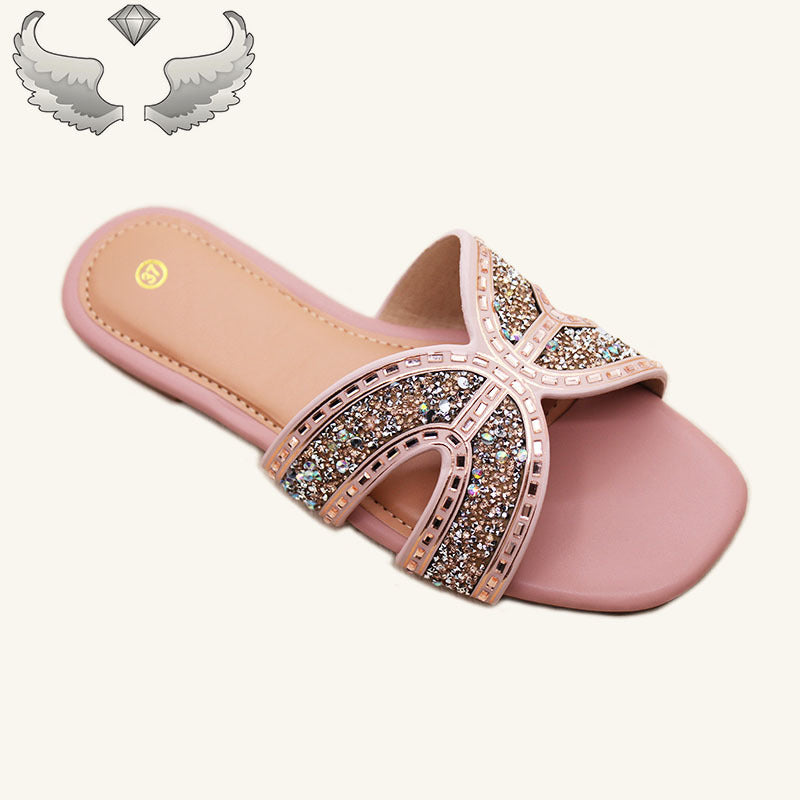 Women's Foreign Style Slippers Fashion Rhinestone Factory High-quality Ladies slippers