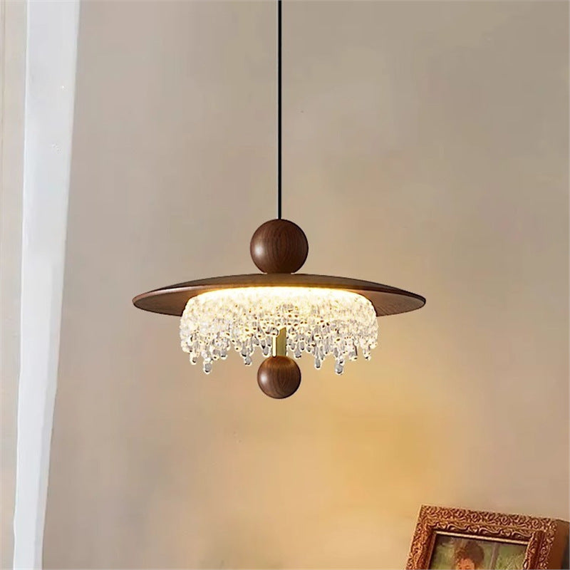 Medieval style restaurant chandelier three-head american retro water drop classy tea room bar table long strip lamp