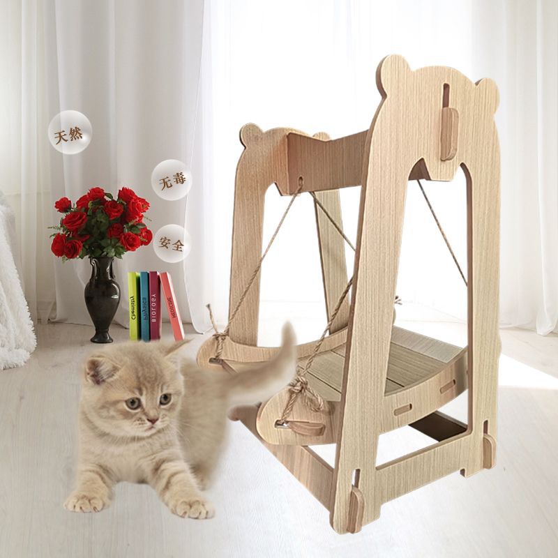 Cat hanging basket solid wood cat nest cat swing dog nest pet hammock dog cradle sleeping nest hemp rope hanging nest dog rocking bed