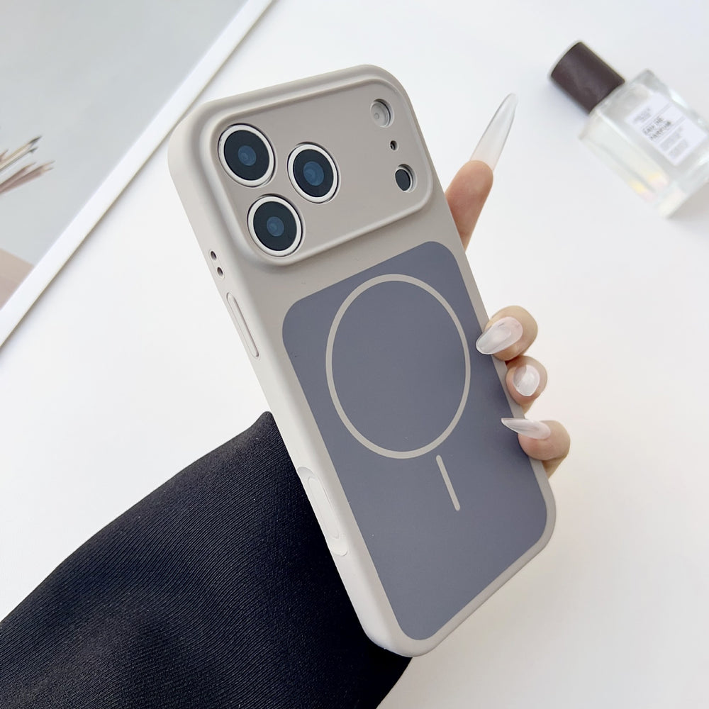 Fine hole two-color thin circle magnetic liquid silicone apple 17promax mobile phone case suitable for iphone16 skin-feeling case