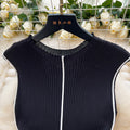 Elegant goddess style classy sense of knittingdress female sense of designniche style silmslimming lookelegantcontrast color hip skirt