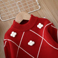 Winternew arrival new year's greetings kidssweatergirlknittingfleece-linedthickened small snowflake pullover bottom shirt