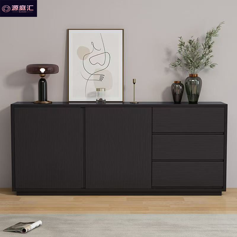 Minimalist sideboard, light luxury solid wood wine cabinet, wall-mounted tea and beverage cabinet, black storage cabinet, customer bedroom organizer