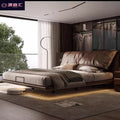 Italian accessible luxury bed master bedroom elephant ears genuine leather bed master bedroom luxury elegant accessible luxury suspended storage double bed