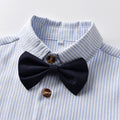 Boys' gentleman style short-sleeve shirt - lapel collar performance costume, formal top, student striped shirt - customizable