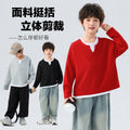 Boys' minimalist chic two-piece look long sleeve tee - new spring/autumn casual style for boys - versatile base layer sweatshirt ( collection)