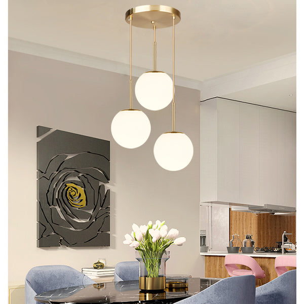 Nordic restaurant chandelier modern minimalist atmosphere dining table chandelier glass ball bar cafe three-head chandelier