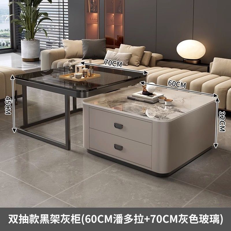 Rock slab coffee table accessible luxury modern casual square small apartment popular living room for home glass new arrival marble table