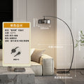 Minimalist floor lamp, premium glass, gray italian style, living room ambiance, beside sofa, light luxury table lamp, standing bedside reading lamp
