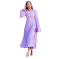 European and american cross-border women's fashion:  autumn new collection - ruffled, pleated, flared sleeve, a-line pleated dress