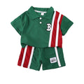 Boys' summer outfit: two-piece korean style polo shirt and shorts set - short sleeve activewear for kids