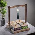 Lifting tray [four compartments with lid] + transparent glass bowl
