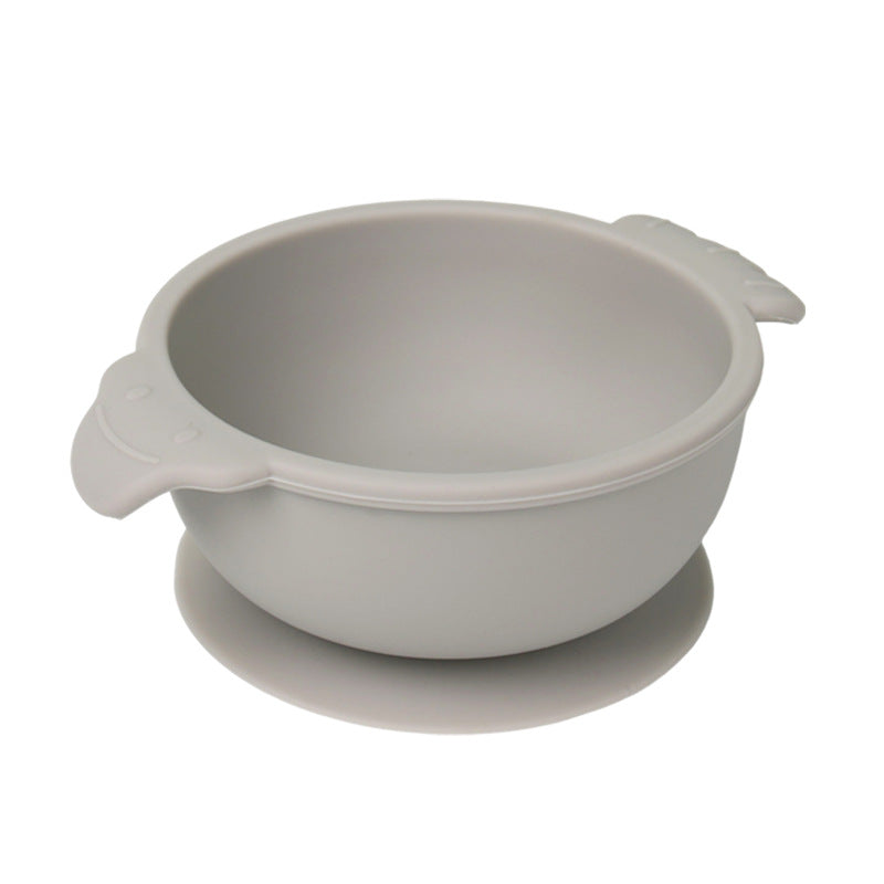 Food grade silicone complementary food bowl baby tableware set with spoon suction cup anti-drop child feeding tableware silicone bowl