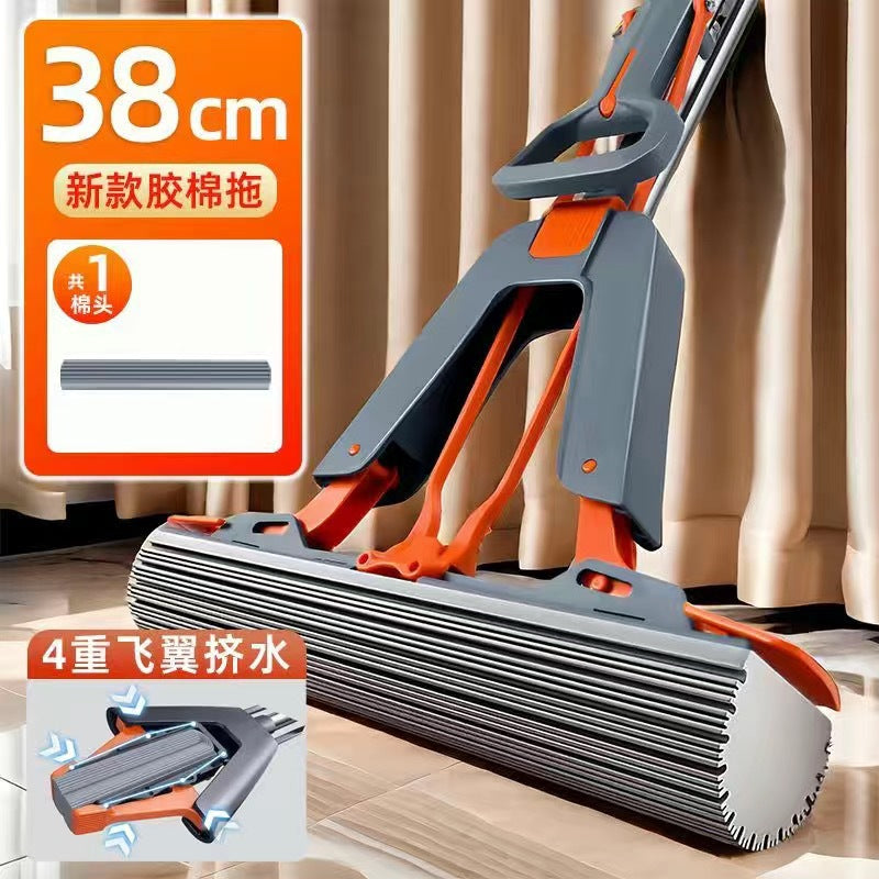 new sponge absorbent mop head - efficient one-wipe, two-clean, hands-free cleaning tool - sponge mop for home use