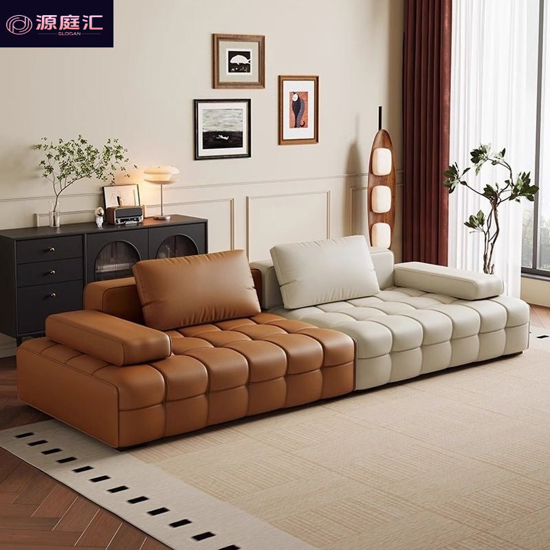 Lawrence villa large straight leather sofa living room genuine leather sofa italian normcore first layer cowhide sofa