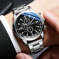 Wholesale cross-border fashion watches for men, men's watches, gift watches, quartz watches, stylish blue light glass leather strap men's wristwatches