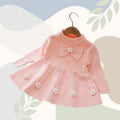 Girls' knit dress - new autumn/winter  collection - handmade floral detail - cute dress