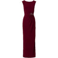 Amazon  summer fashion elegant wine red brocade embellished round neck dress for women