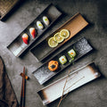 Japanese-style ceramic dessert platter - long serving plate for hotel, home, restaurant, sushi & sashimi presentation - creative tableware