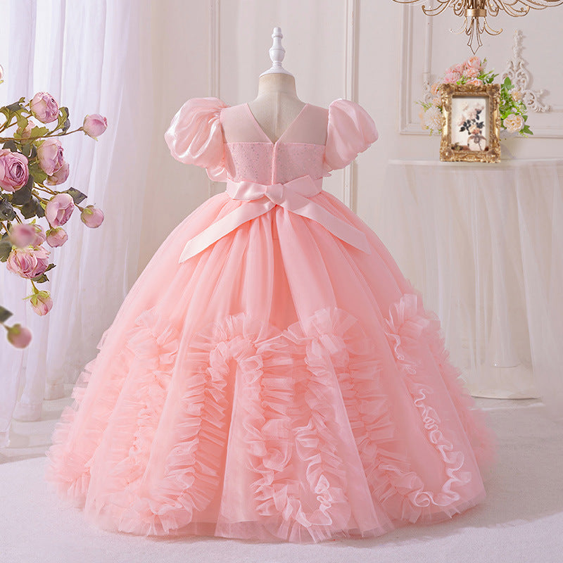 Flower girl dress cross-border export kids wedding dress princess dress longchildren'sdress wholesale evening dress fashion