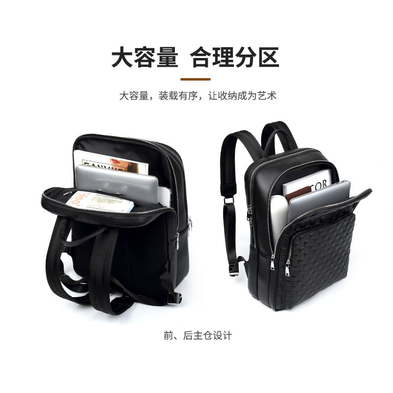 New Leather Men's Bag Large Capacity Embossed Men's Travel Backpack Fashion Casual First Layer Cowhide Men's Backpack