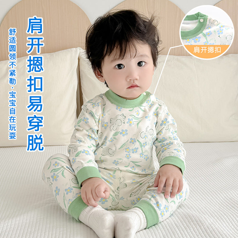 Kids' cotton thermal underwear set - boys' & girls' warm base layer for spring/autumn, baby & toddler pajamas