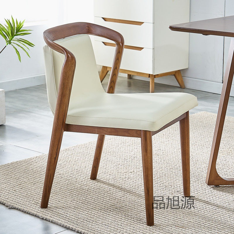 Chinese retro solid wood dining chair study office book chair high-end ash wood tea chair creative soft bag back chair