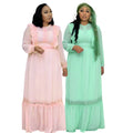 supply of african plus size women's long skirt  patchwork chiffon dress headscarf * three-piece set