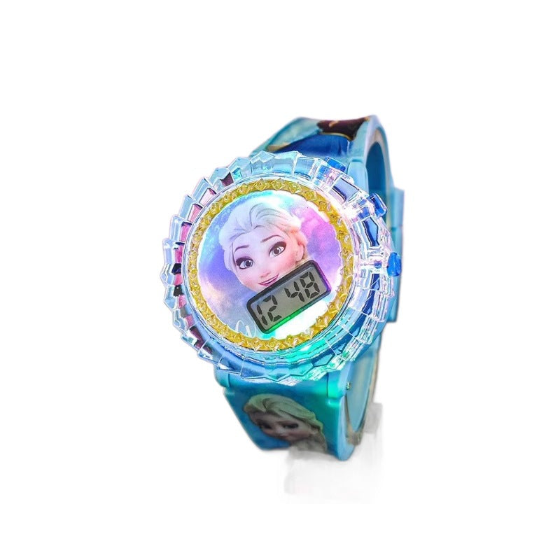 New light-up musical kids' watch with 360° rotating gyro electronic display - sanrio cartoon student toy watch