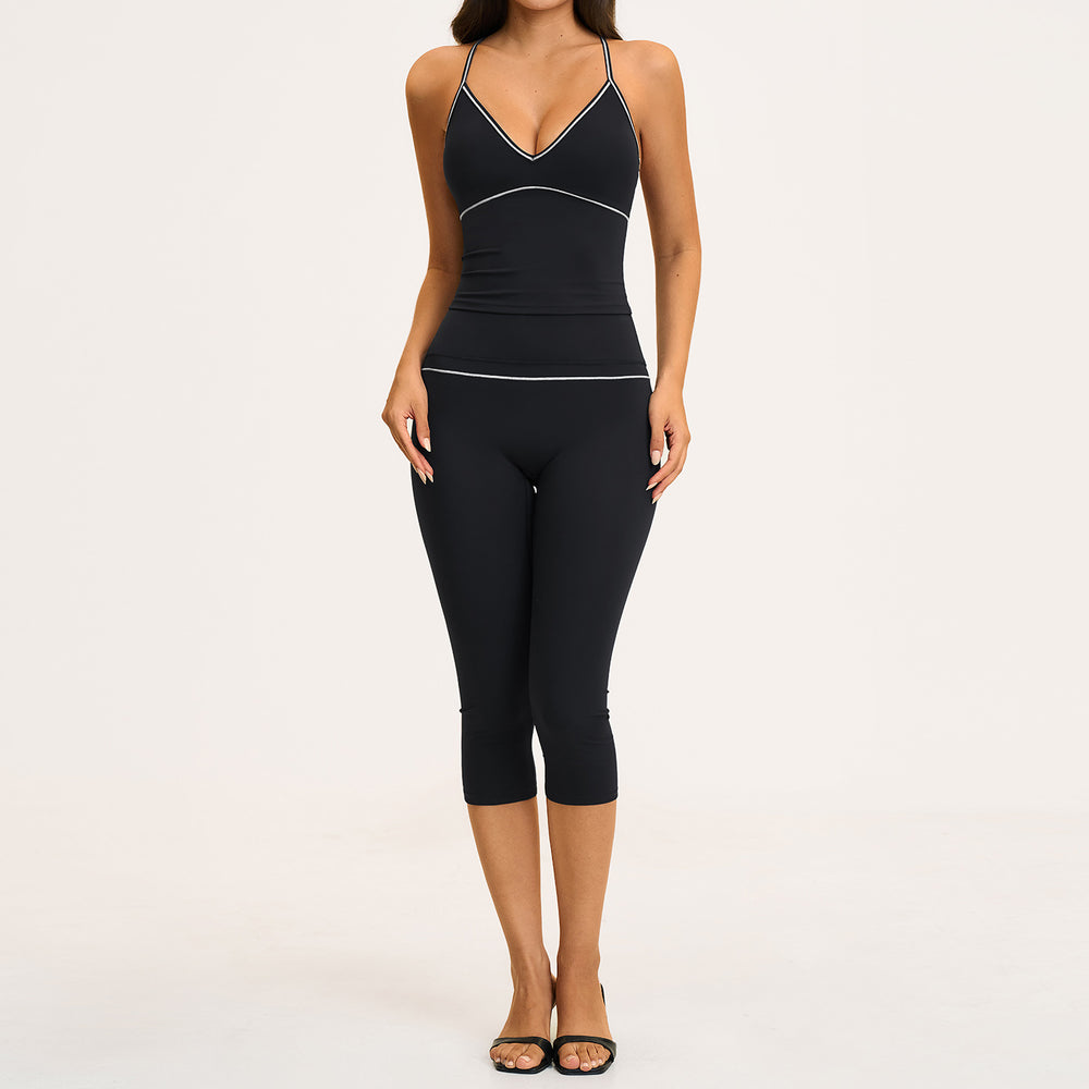 new yoga outfit: high-waisted peach lift, color block, push-up, and beautiful back design - activewear set 9615