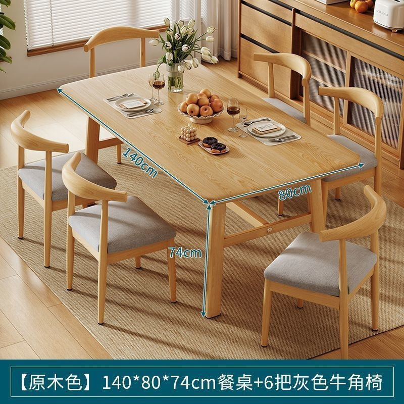 Dining table and chair combination small apartment for home rectangular table and chair commercial breakfast shop dining table and chair fast food restaurant iron horn chair