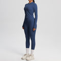 nude double-sided brushed tight long sleeves yoga suit outdoor running slimming look fitness pants sports suit women