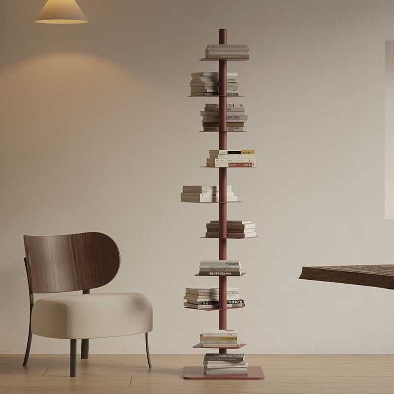 Designer bookshelf rotating invisible spiral display stand living room wrought iron home corner shelf indoor narrow bookcase