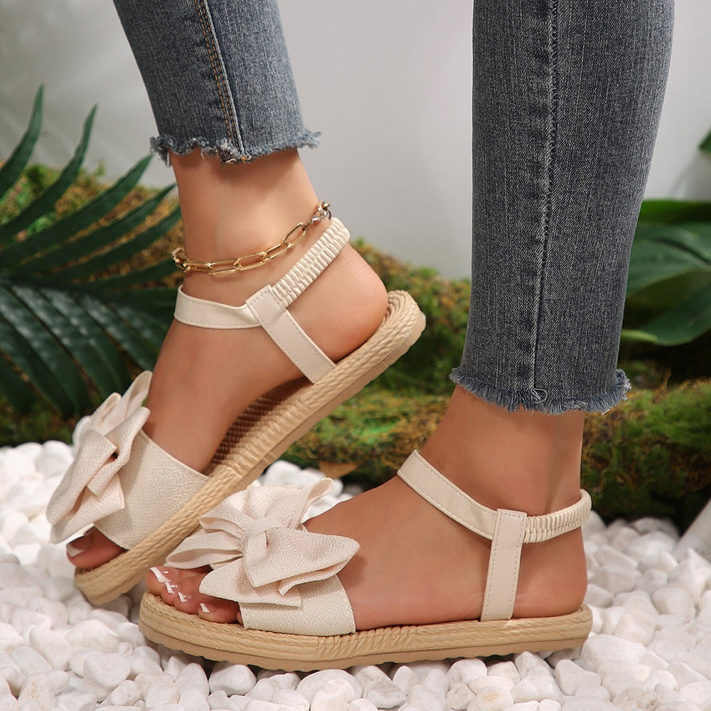 e-commerce  summer new arrival: plus size women's sandals - southeast asia style, bow accent, comfortable soft sole