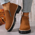 Amazon fashion cross-border plus size 35 to 43 fall and winter beautiful versatile thick heel suede side zipper fashion boots wholesale